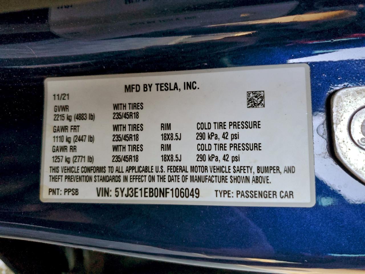 2022 TESLA MODEL 3 photo 34