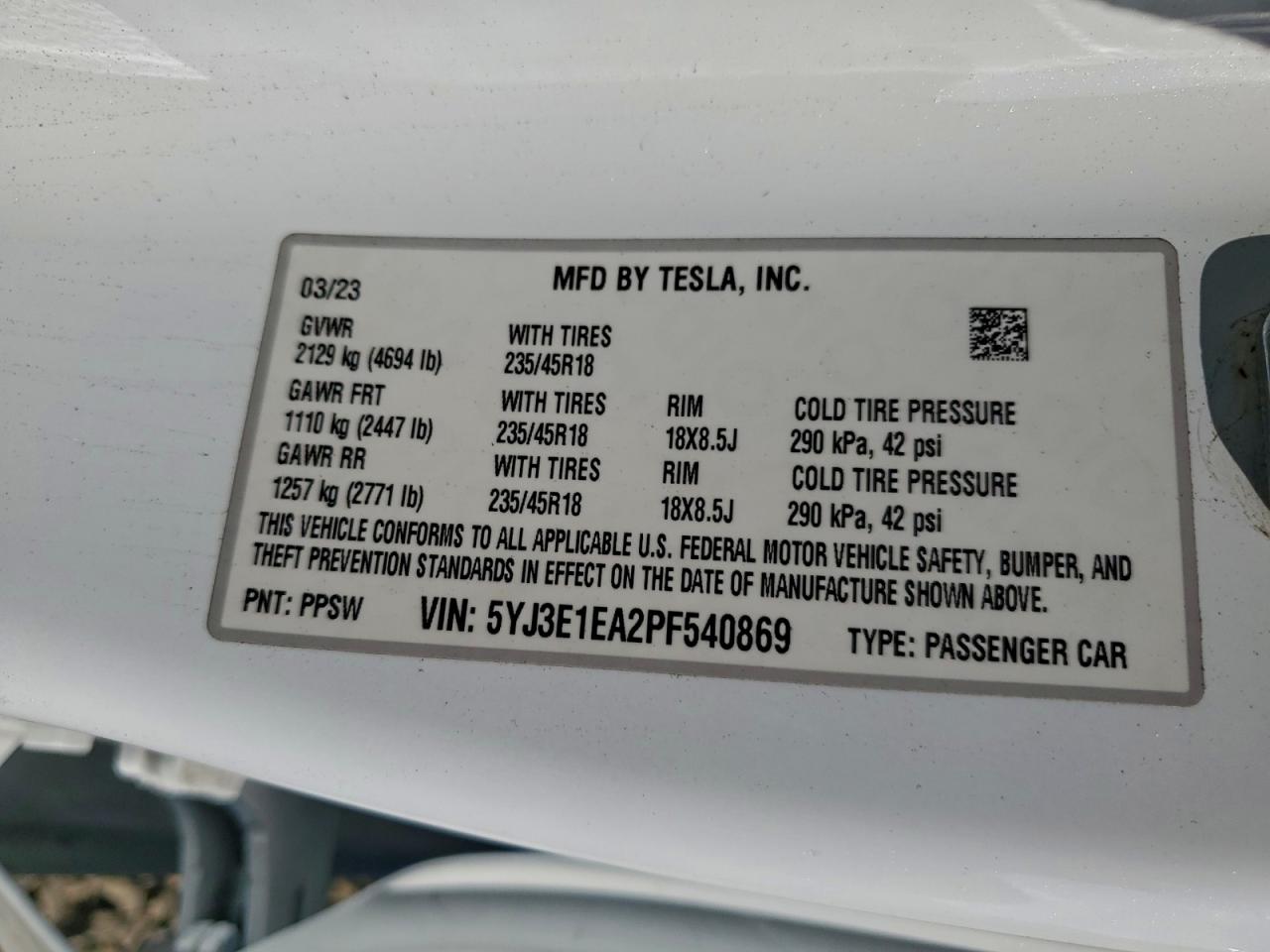 2023 TESLA MODEL 3 photo 13