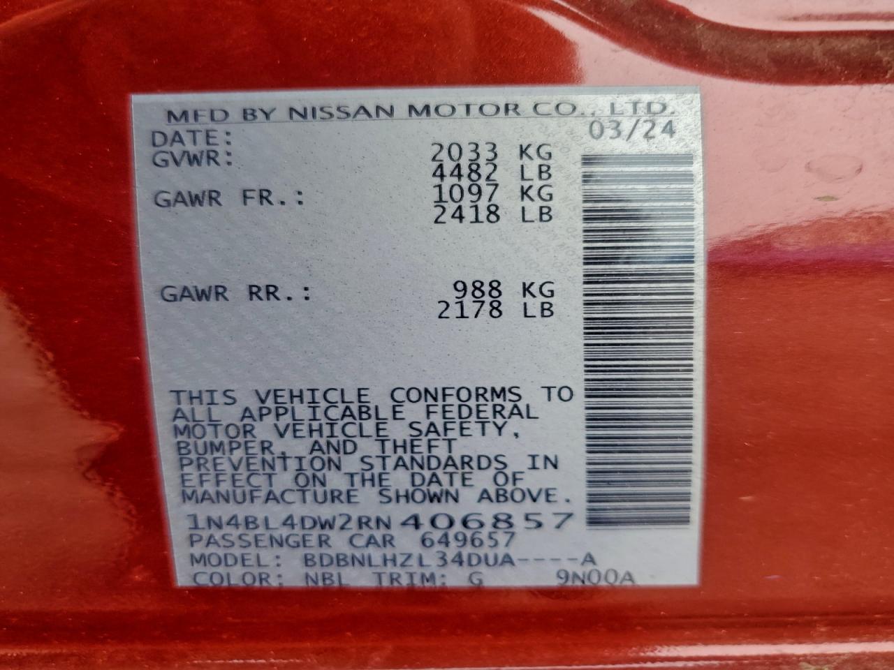 2024 NISSAN ALTIMA SV photo 23