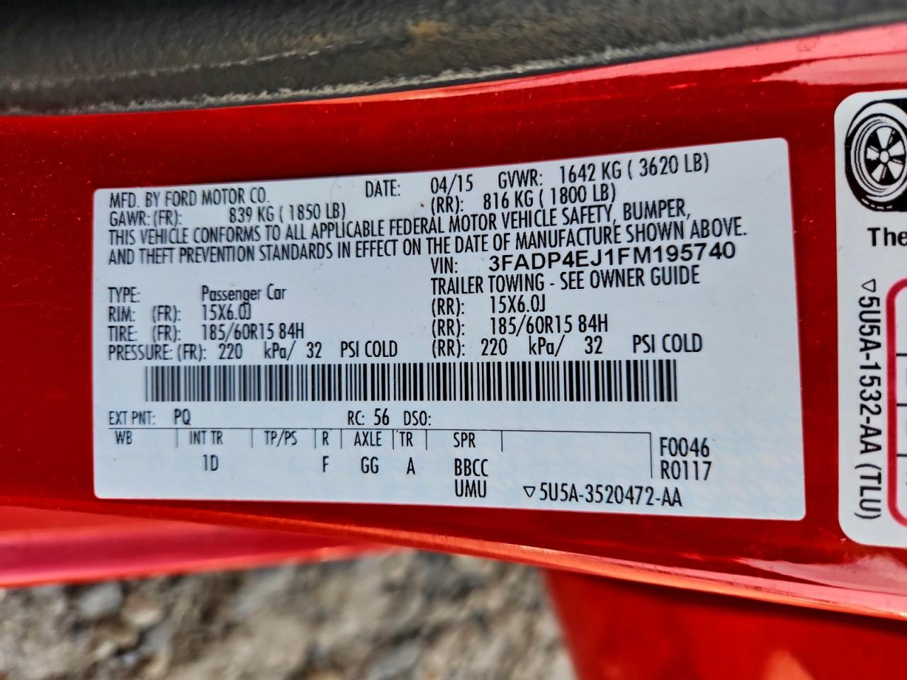 2015 FORD FIESTA SE photo 23