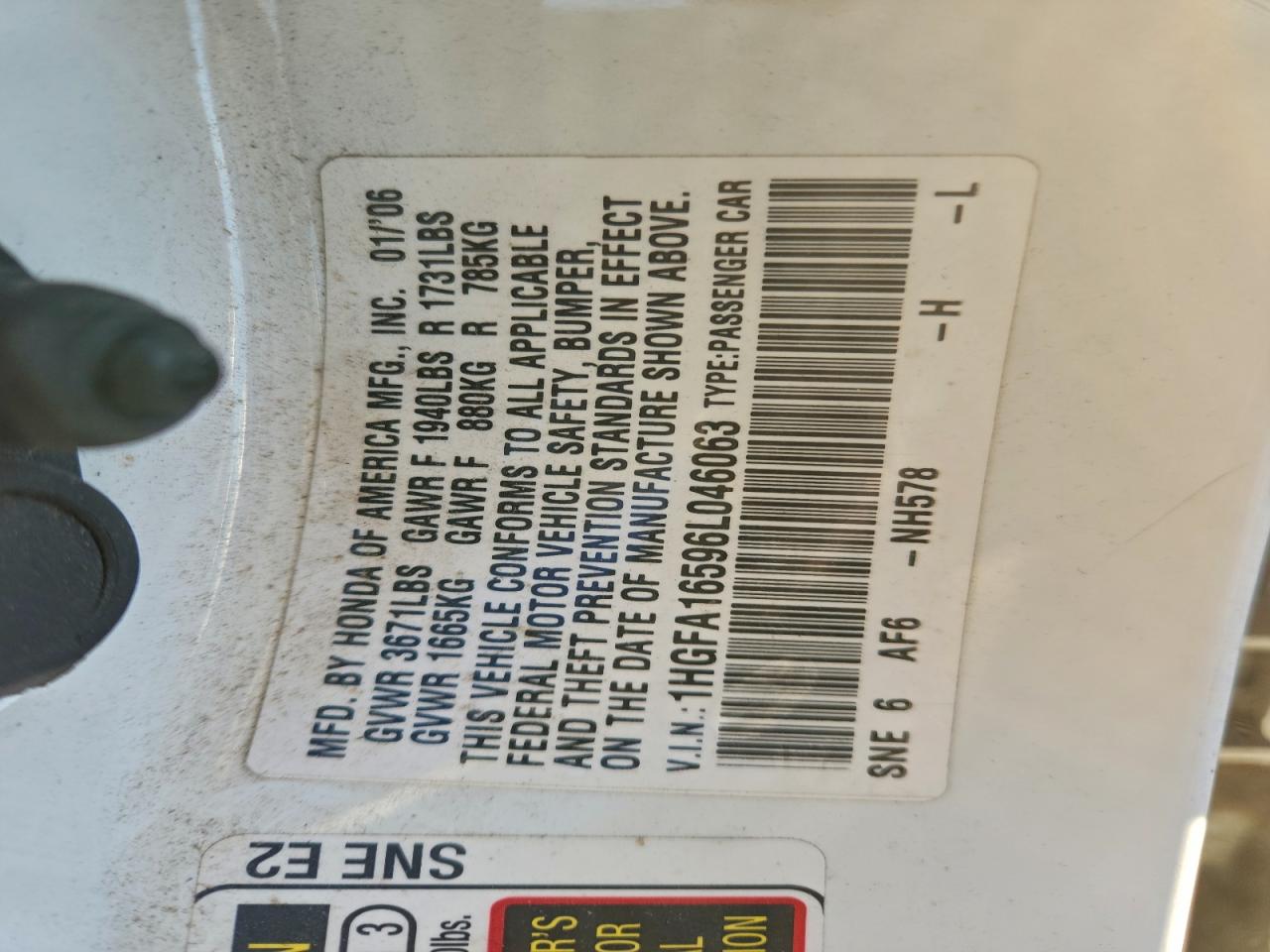 2006 HONDA CIVIC LX photo 12