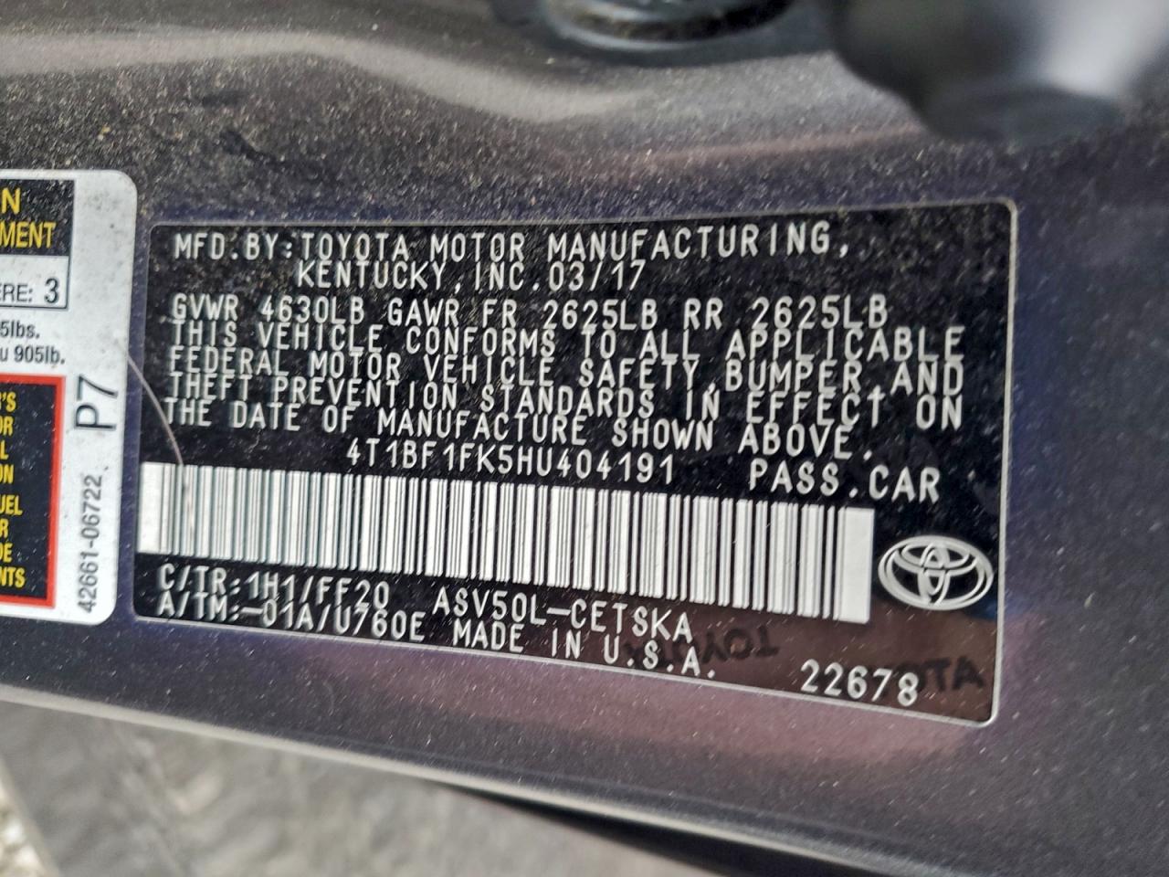 2017 TOYOTA CAMRY LE photo 23
