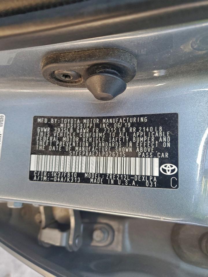 2020 TOYOTA COROLLA LE photo 12