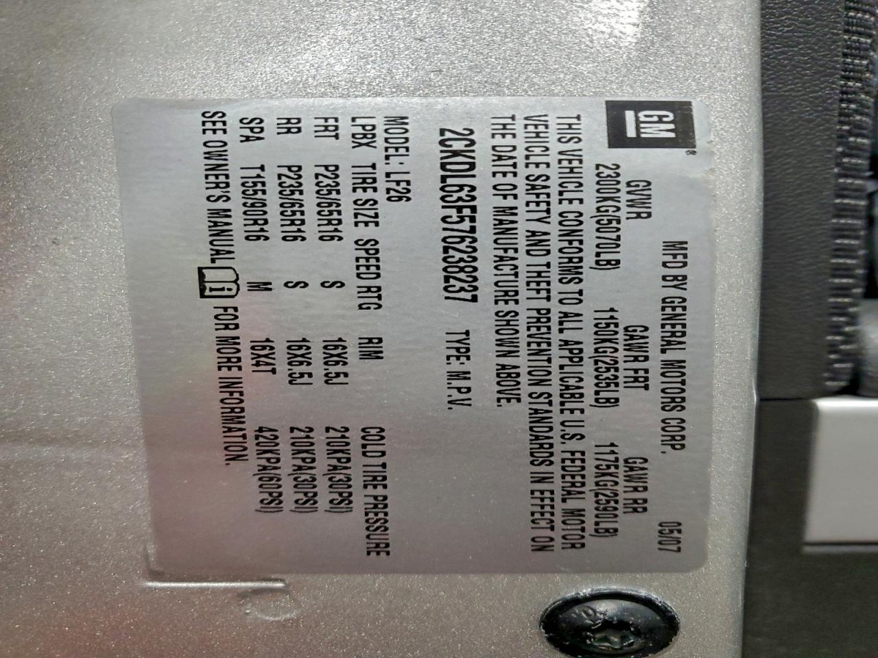 2007 PONTIAC TORRENT photo 37