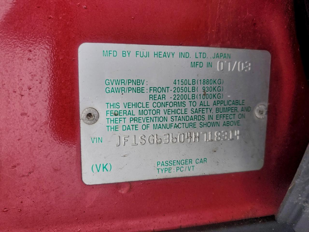 2004 SUBARU FORESTER 2.5X photo 34