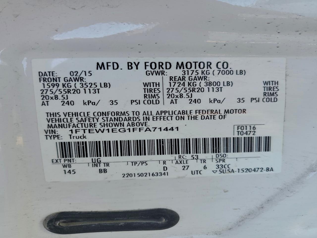2015 FORD F150 SUPERCREW photo 12