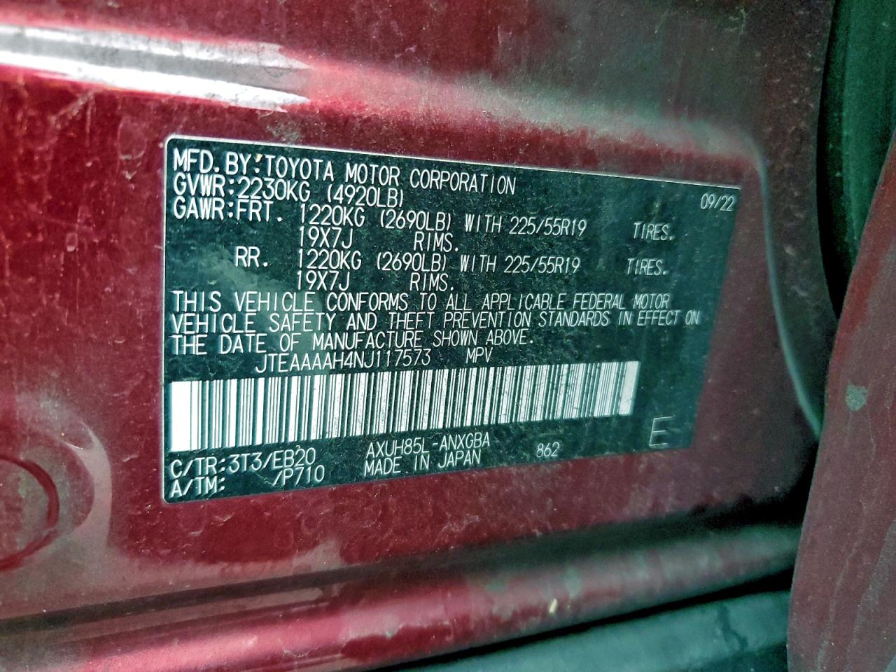 2022 TOYOTA VENZA LE photo 39