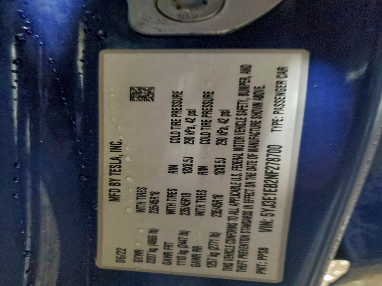 2022 TESLA MODEL 3 photo 23