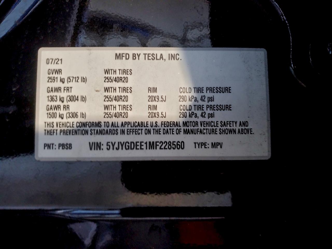2021 TESLA MODEL Y photo 13