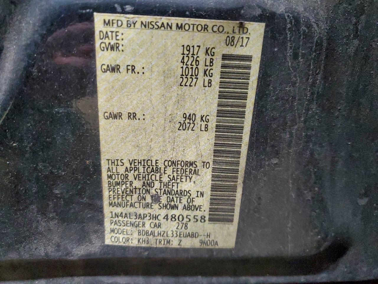 2017 NISSAN ALTIMA 2.5 photo 12