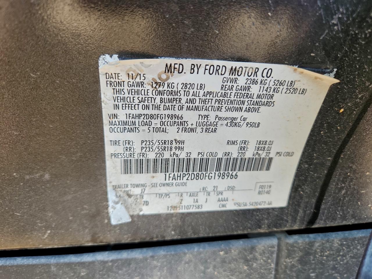 2015 FORD TAURUS SE photo 23