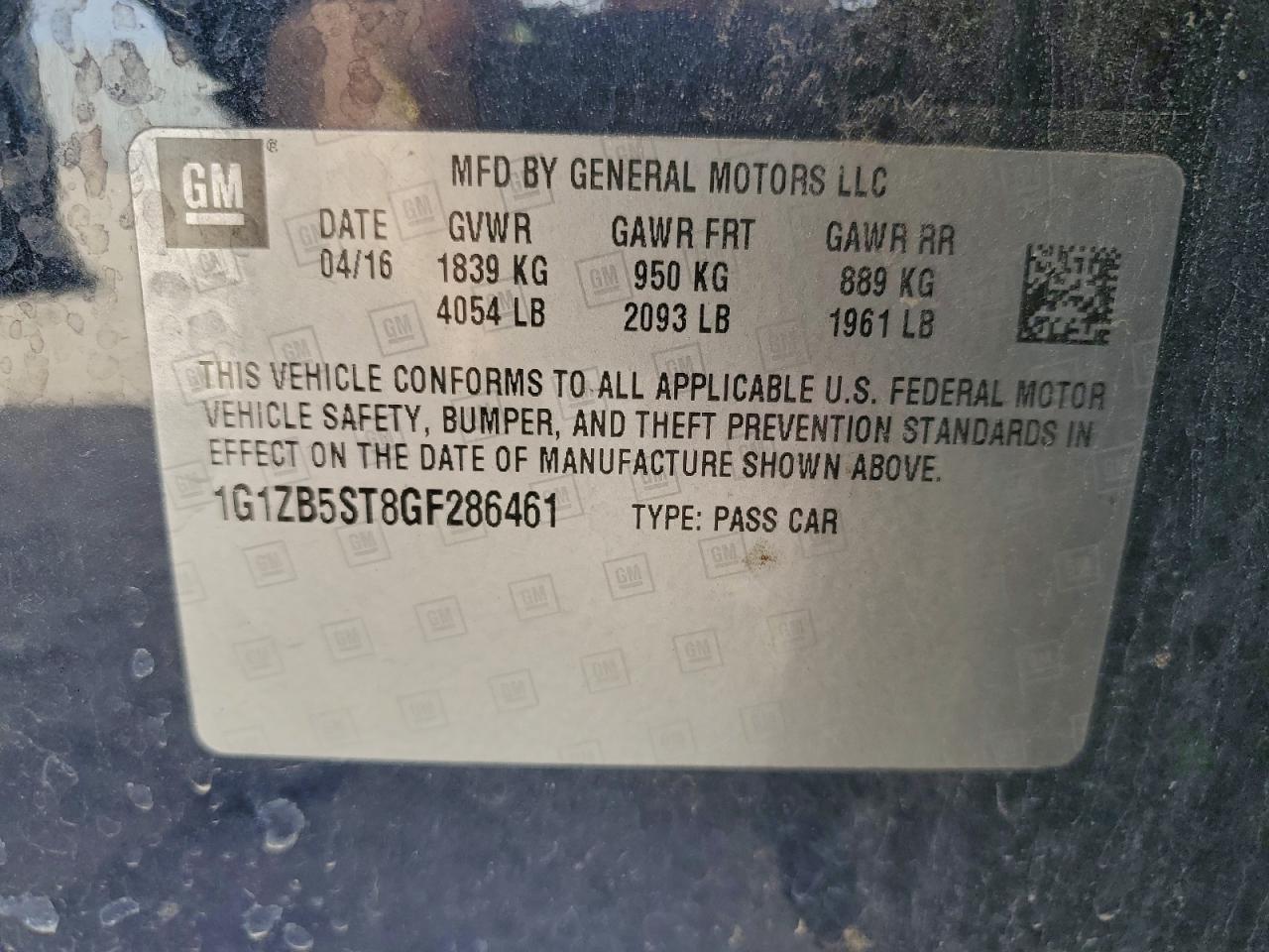 2016 CHEVROLET MALIBU LS photo 12
