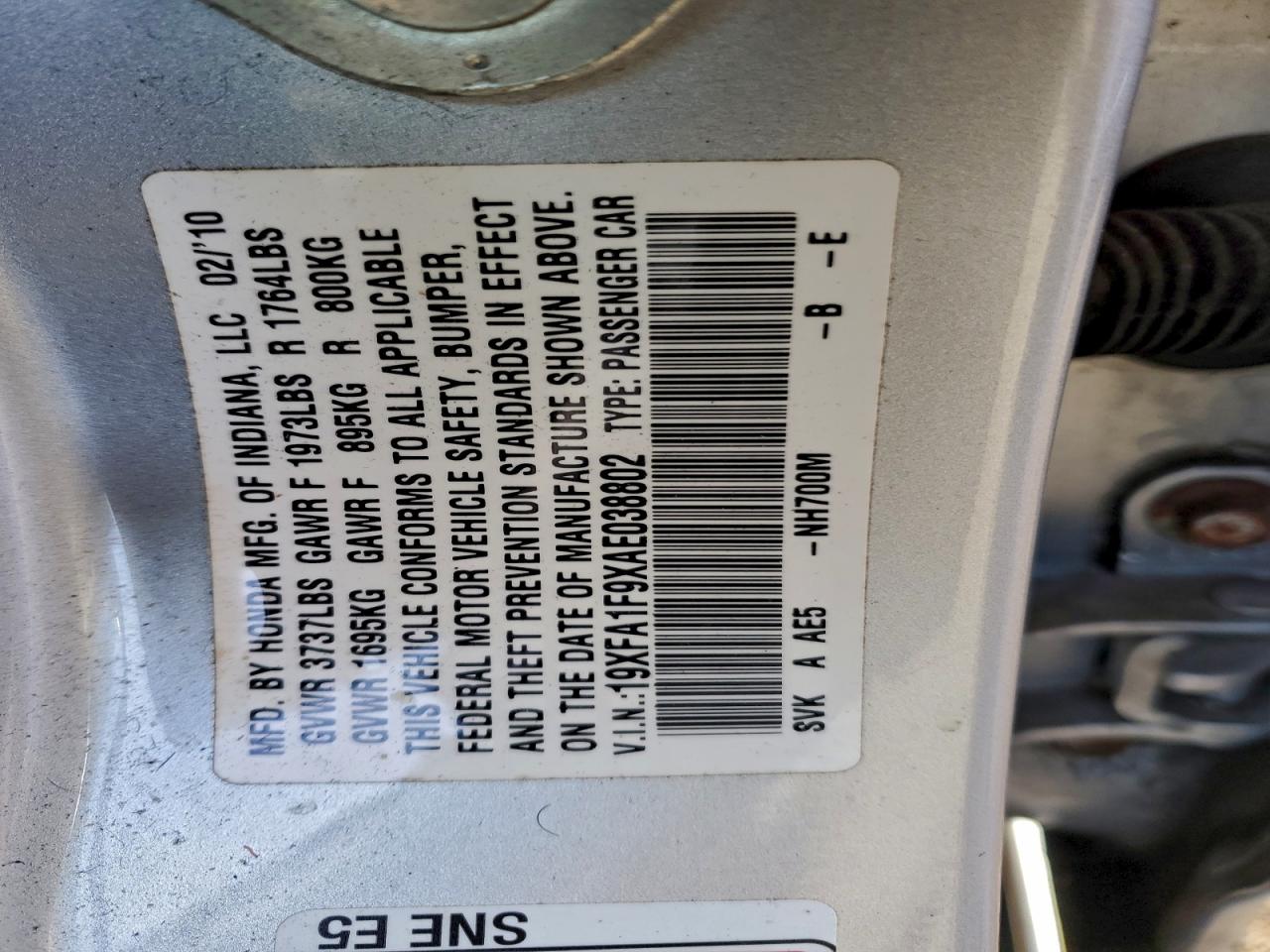 2010 HONDA CIVIC EXL photo 12