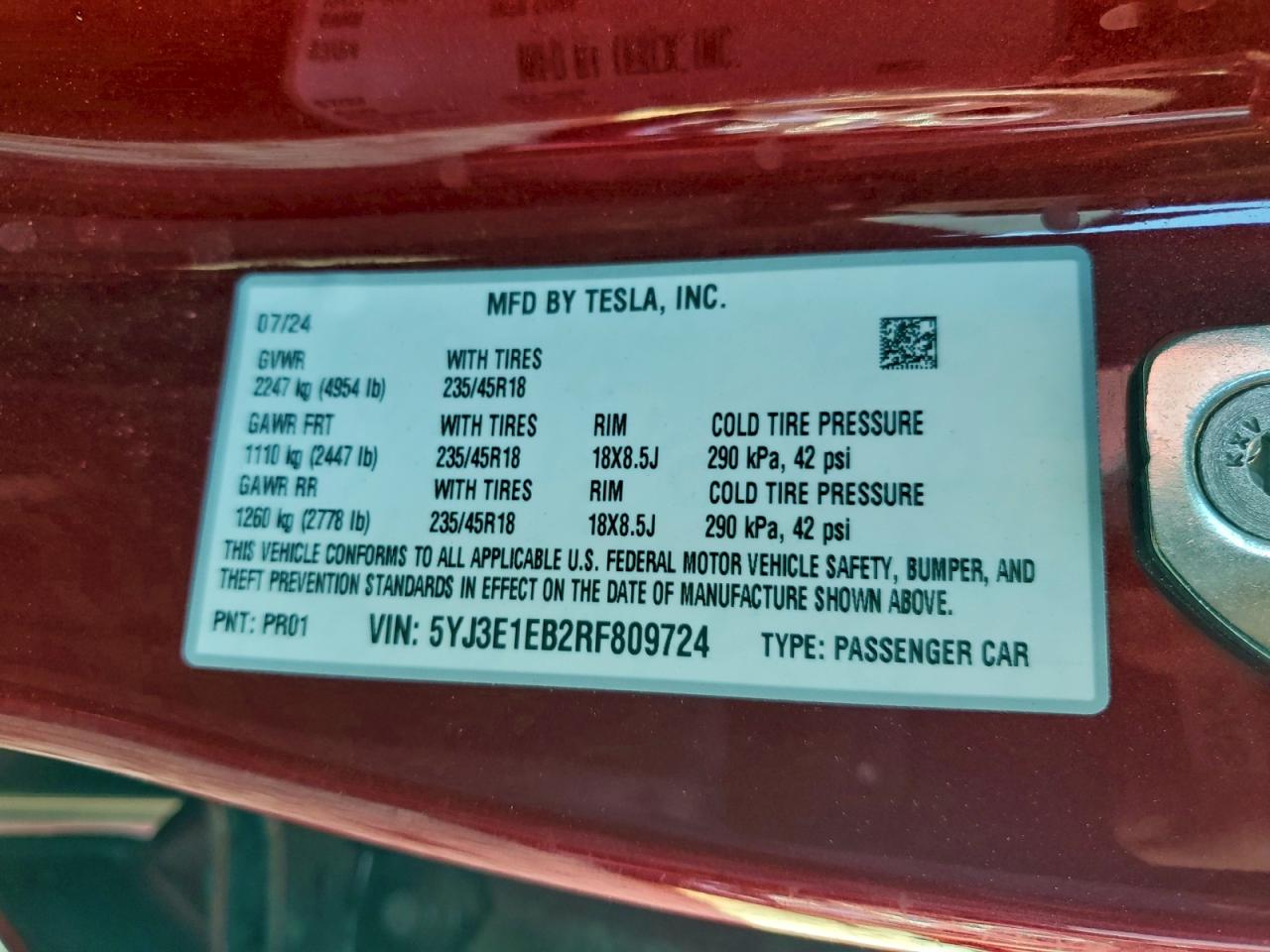 2024 TESLA MODEL 3 photo 14
