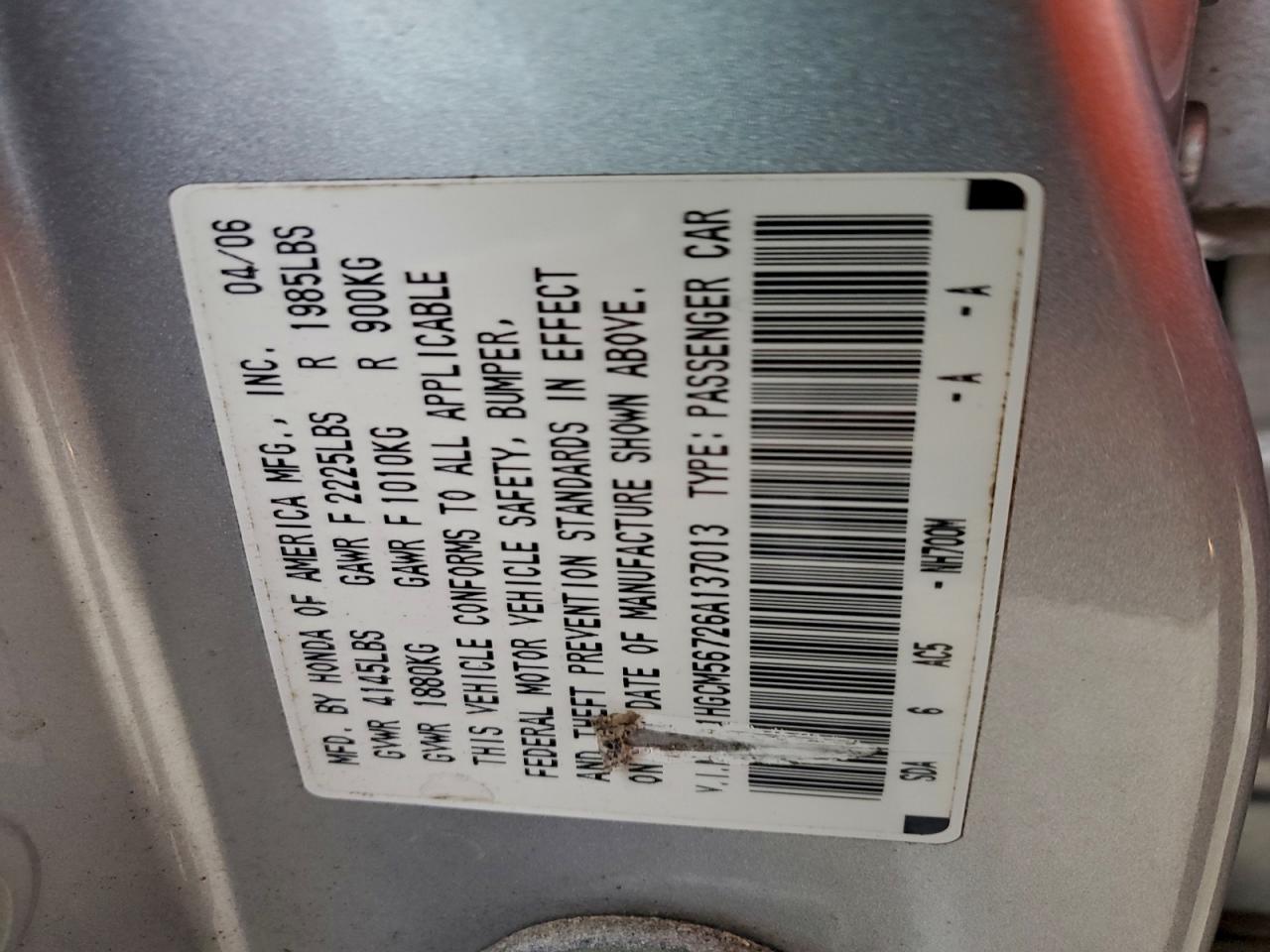 2006 HONDA ACCORD EX photo 34