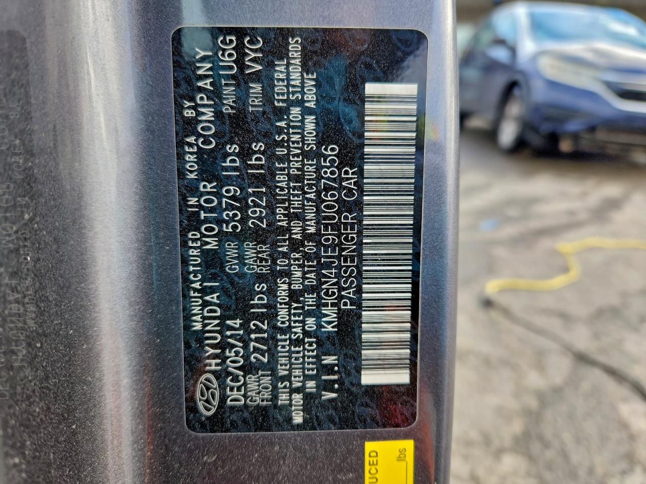 2015 HYUNDAI GENESIS 3.8L photo 12