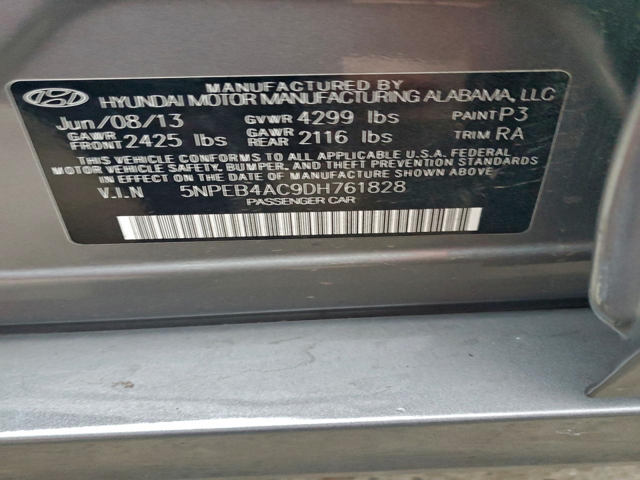 2013 HYUNDAI SONATA GLS photo 13