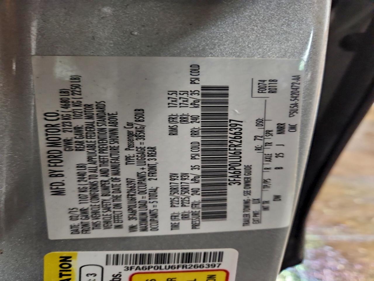 2015 FORD FUSION SE HYBRID photo 12