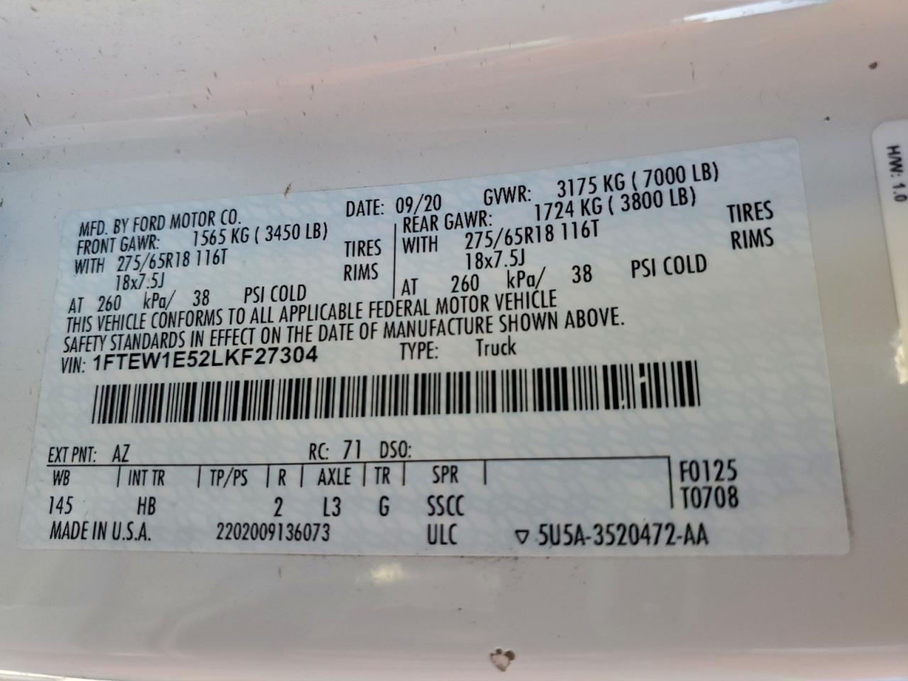 2020 FORD F150 SUPERCREW photo 34