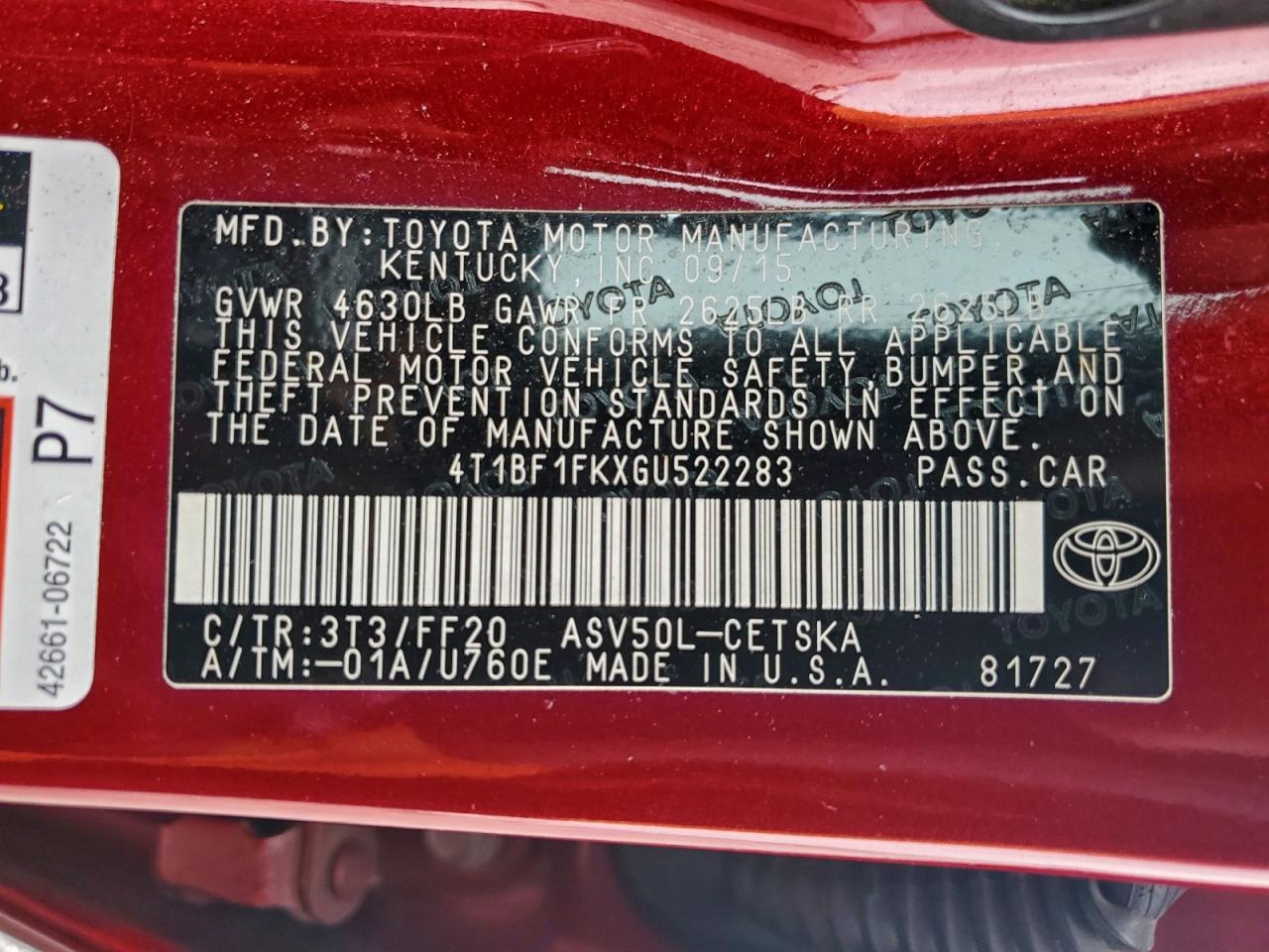 2016 TOYOTA CAMRY LE photo 34