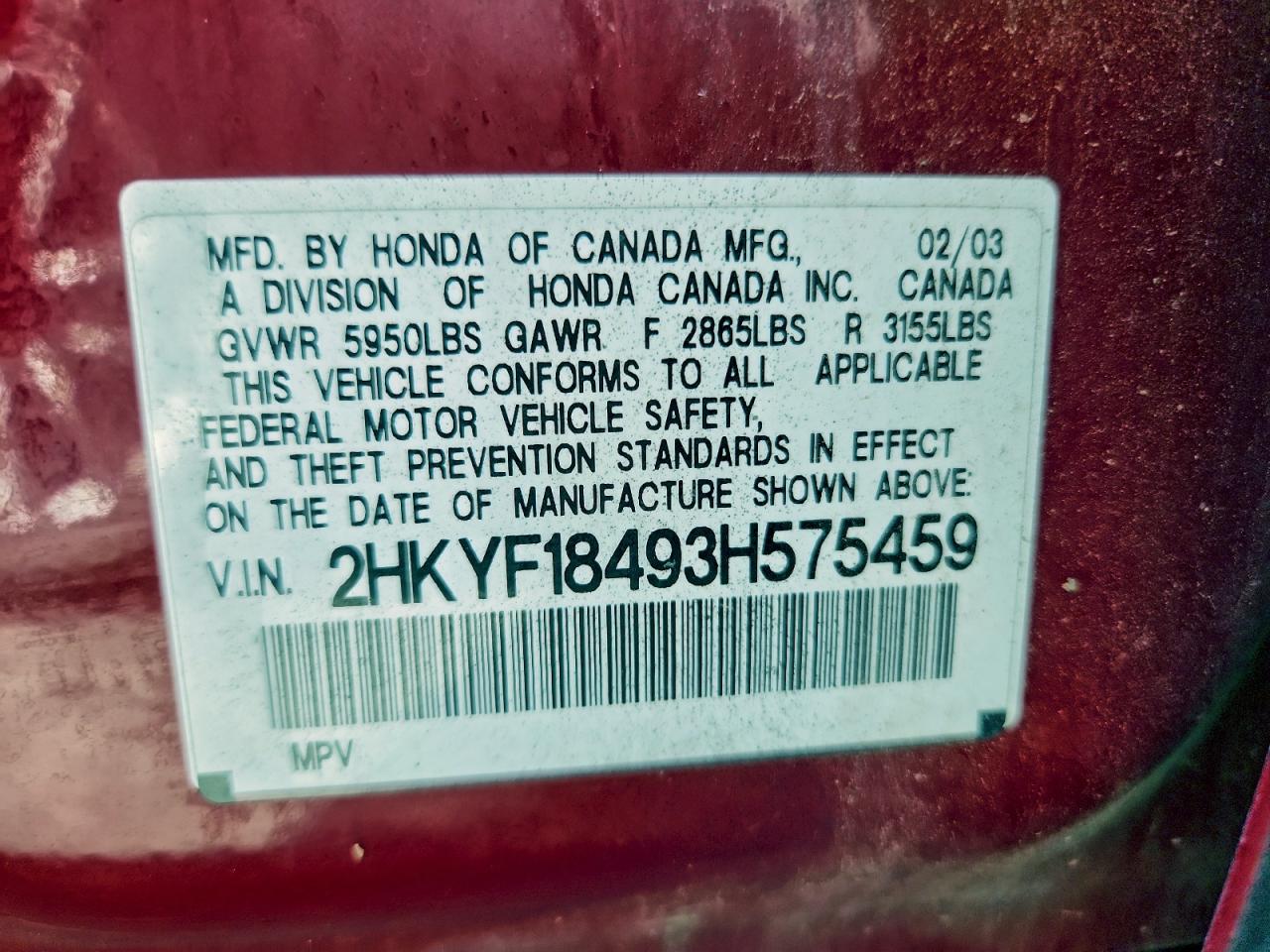 2003 HONDA PILOT EX photo 12