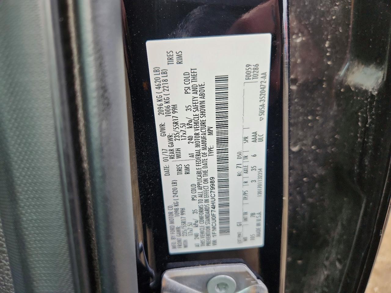 2017 FORD ESCAPE S photo 12