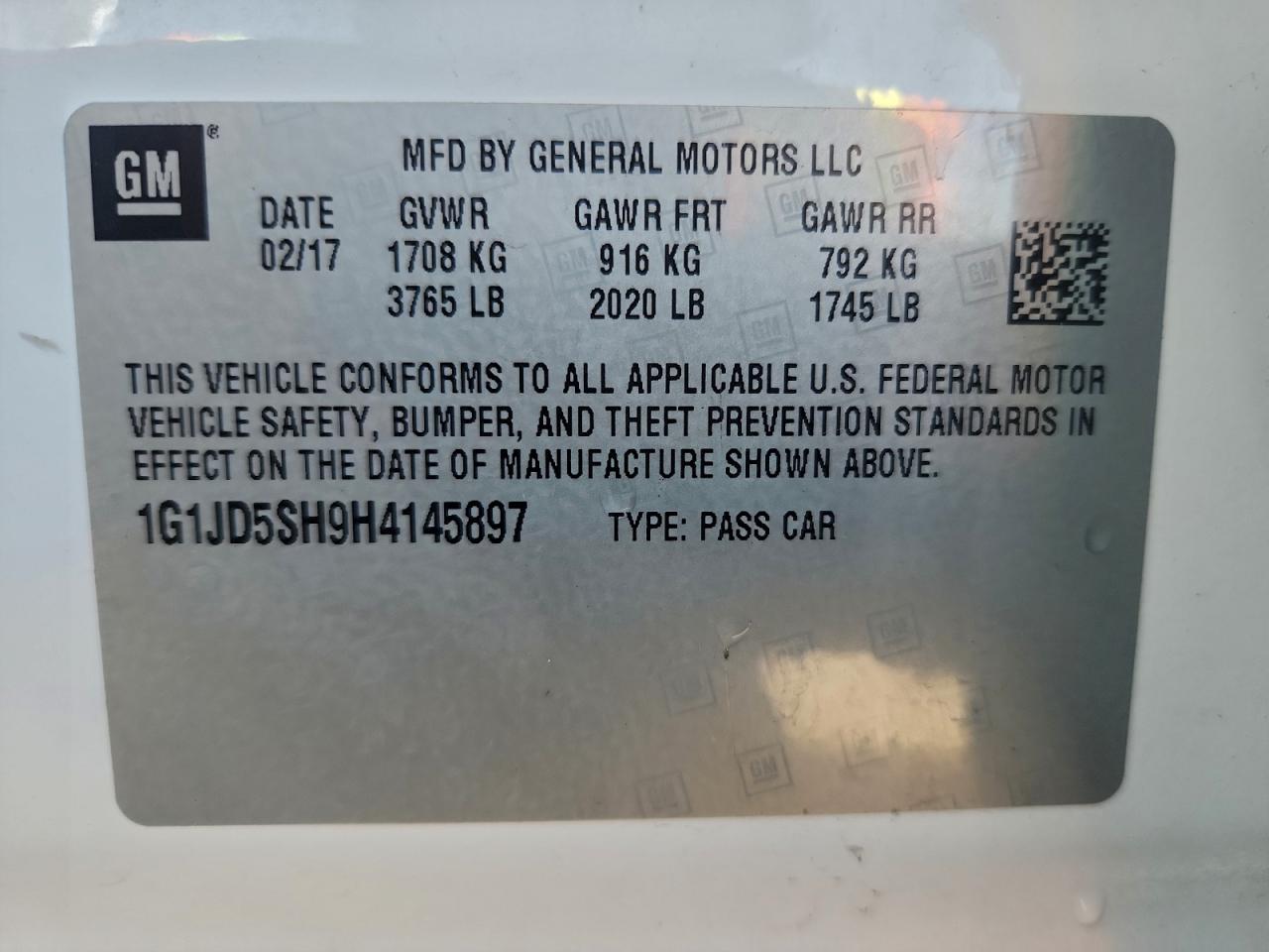 2017 CHEVROLET SONIC LT photo 12