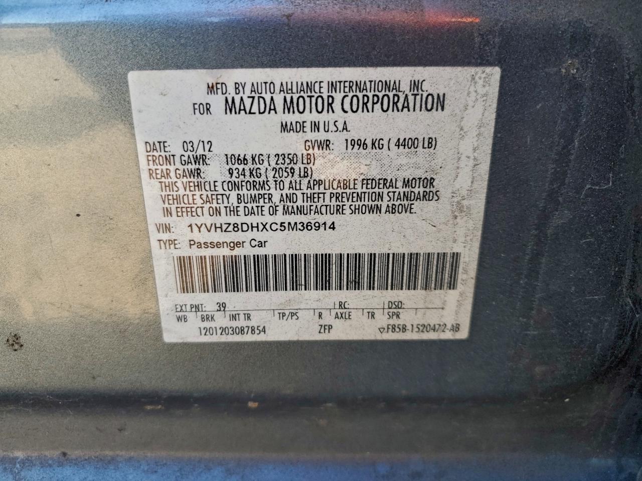 2012 MAZDA 6 I photo 23
