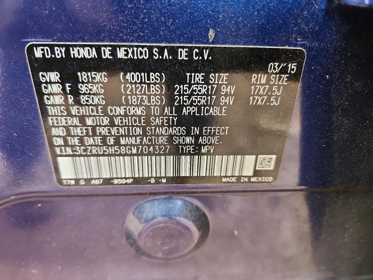 2016 HONDA HR-V EX photo 27