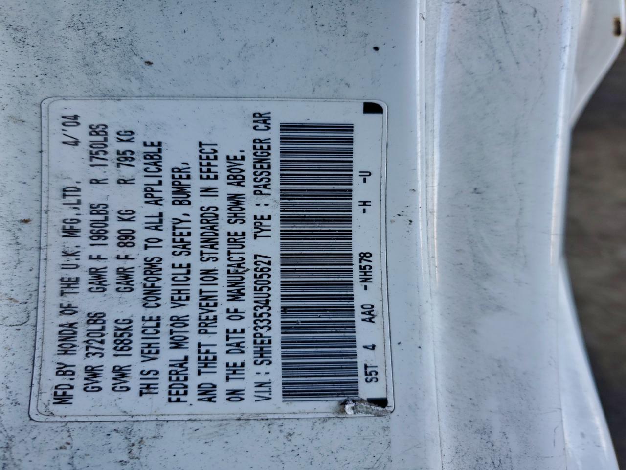 2004 HONDA CIVIC photo 23