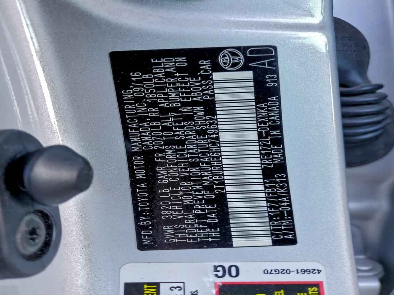2017 TOYOTA COROLLA L photo 12