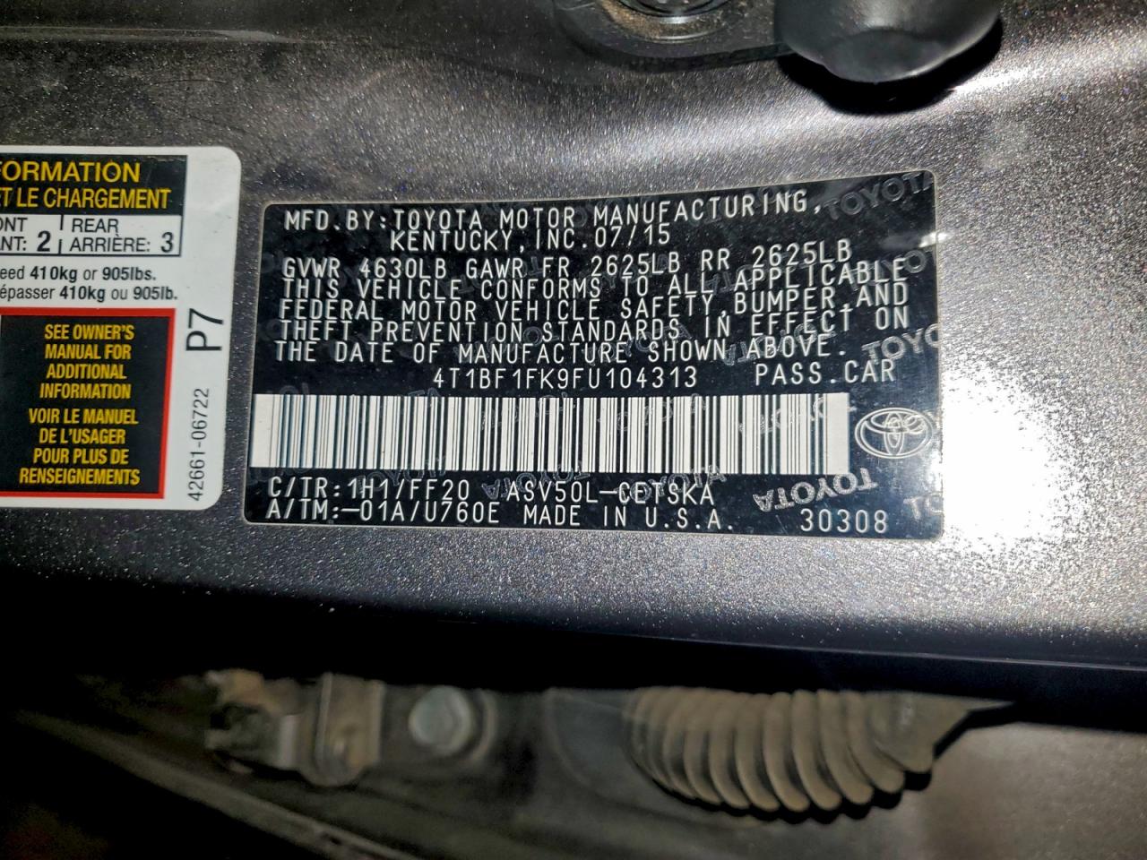 2015 TOYOTA CAMRY LE photo 23