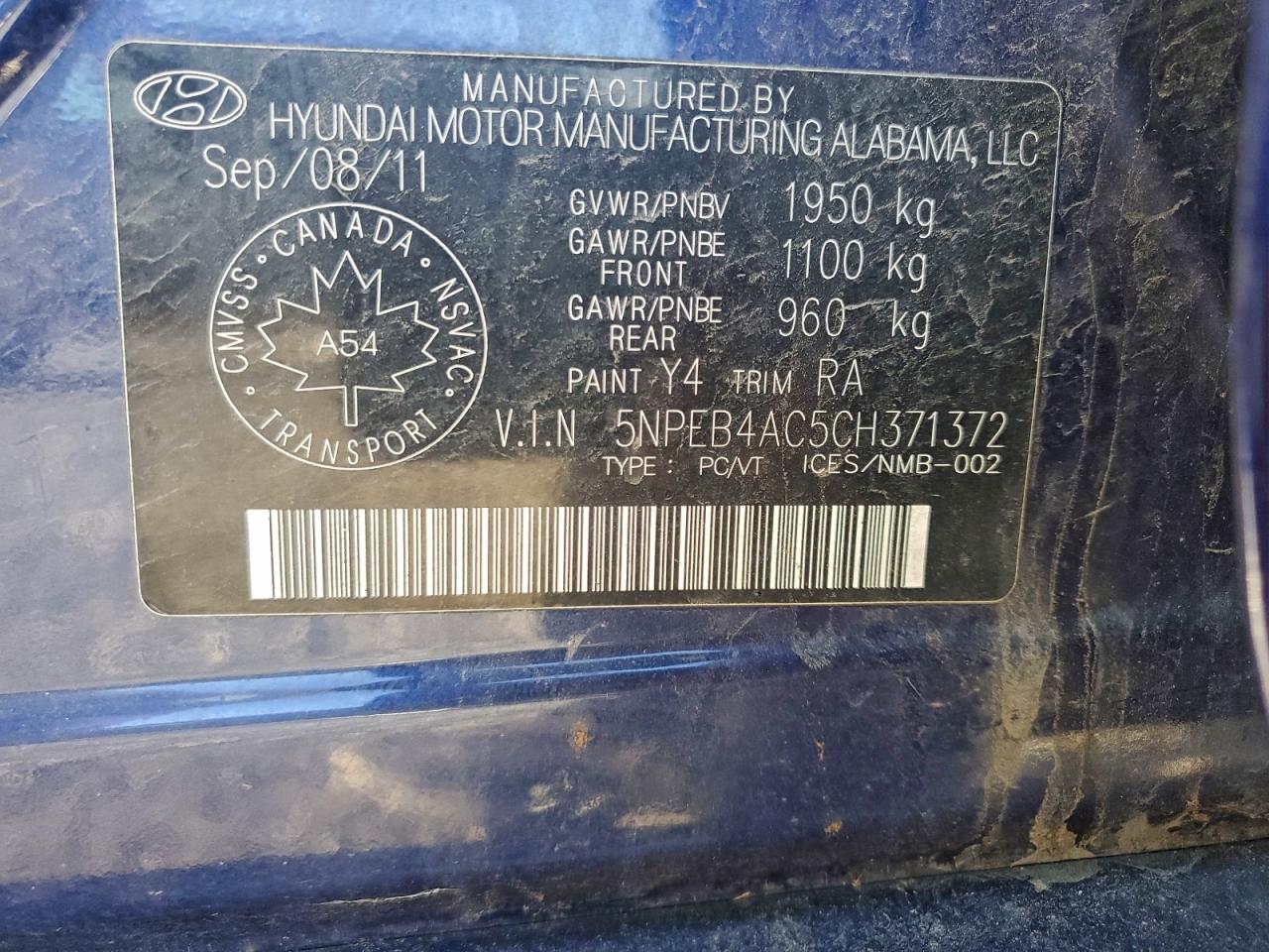 2012 HYUNDAI SONATA GLS photo 34