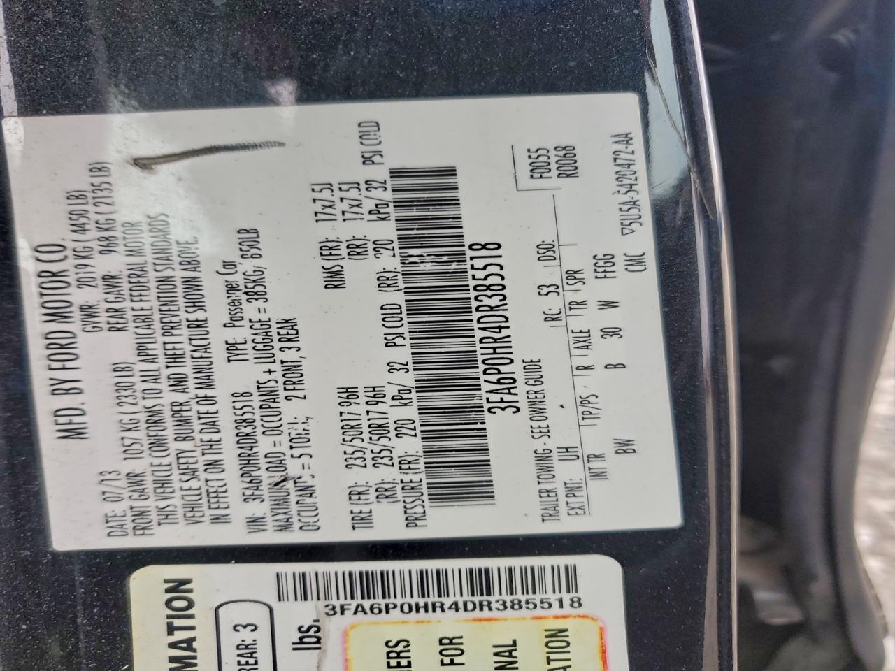2013 FORD FUSION SE photo 34