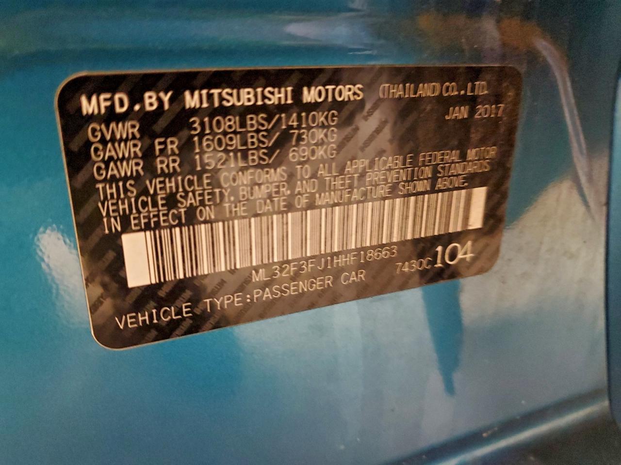 2017 MITSUBISHI MIRAGE G4 ES photo 13