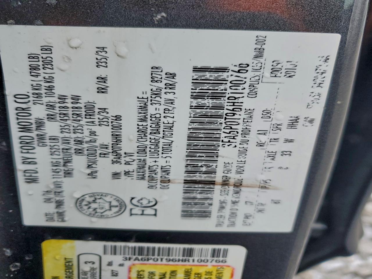 2017 FORD FUSION SE photo 12