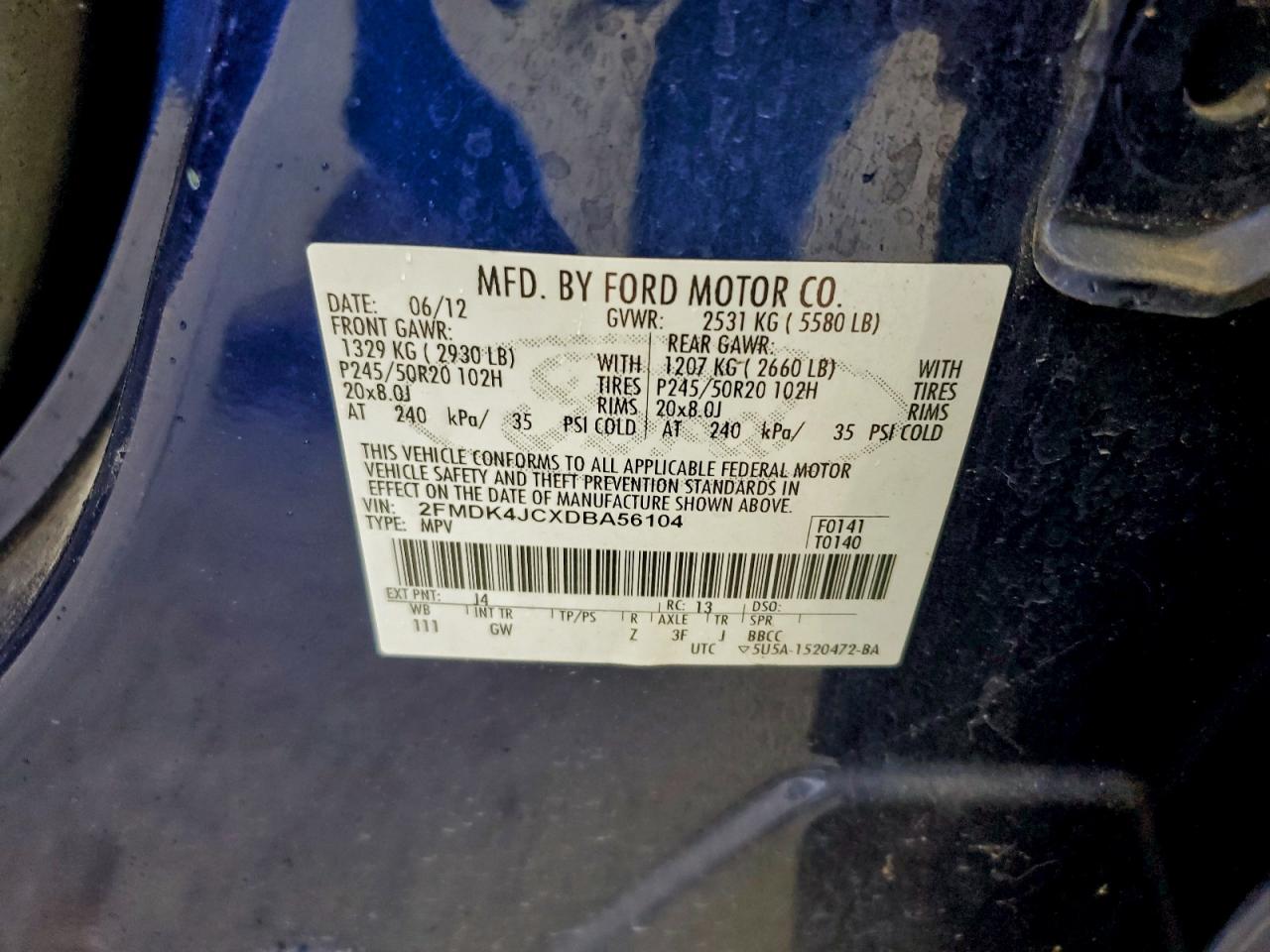 2013 FORD EDGE SEL photo 14