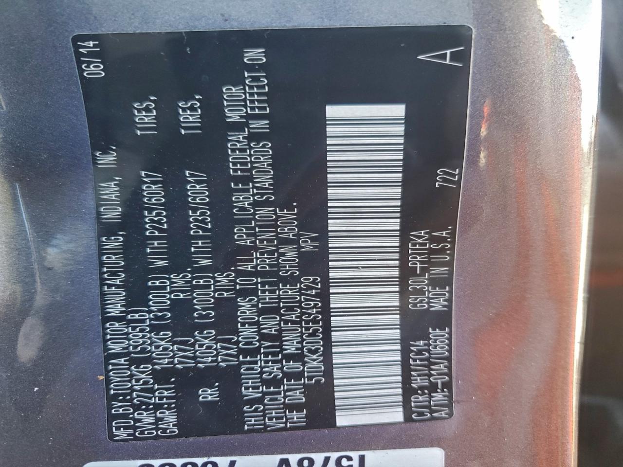 2014 TOYOTA SIENNA LE photo 14