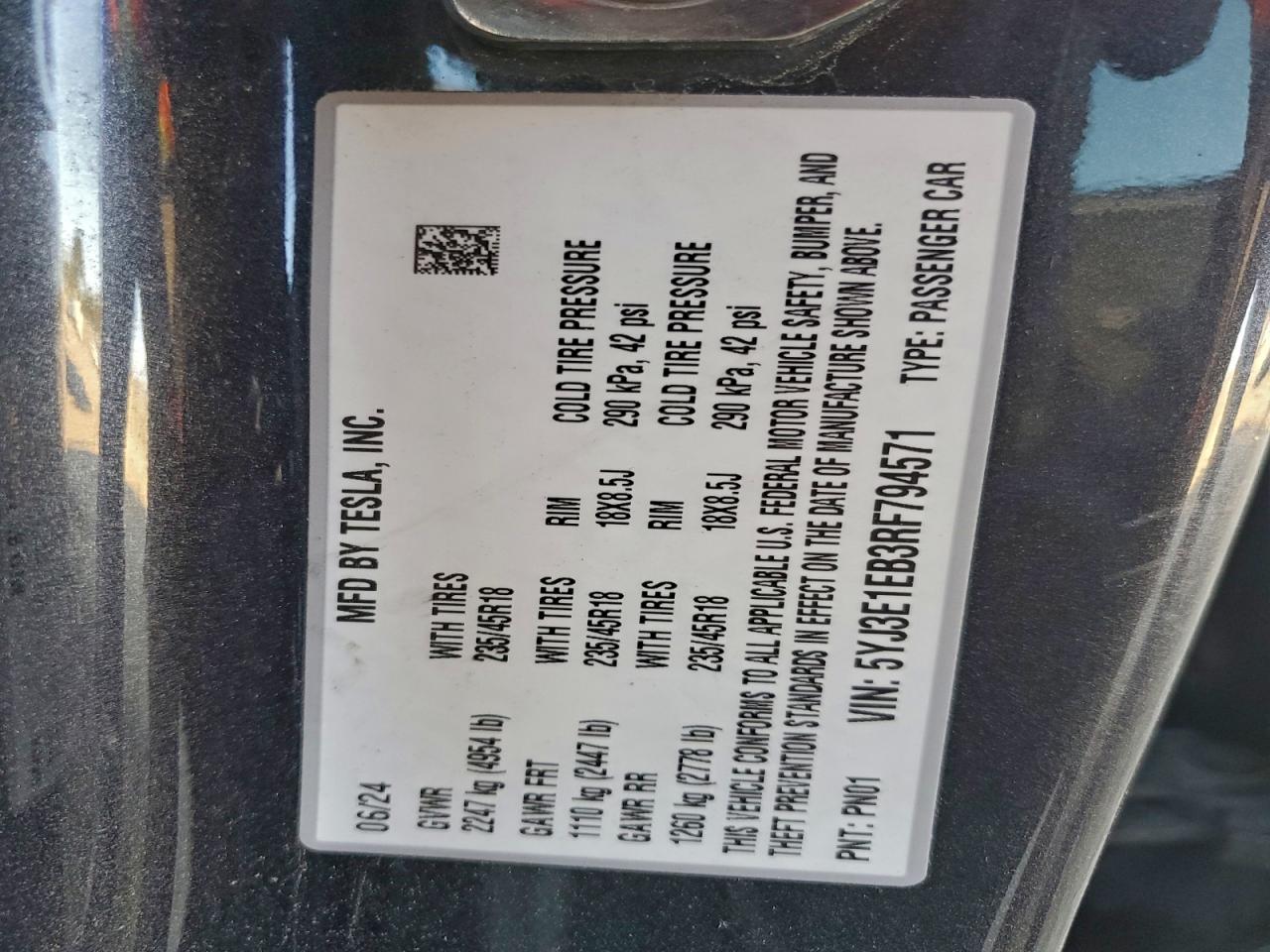 2024 TESLA MODEL 3 photo 12