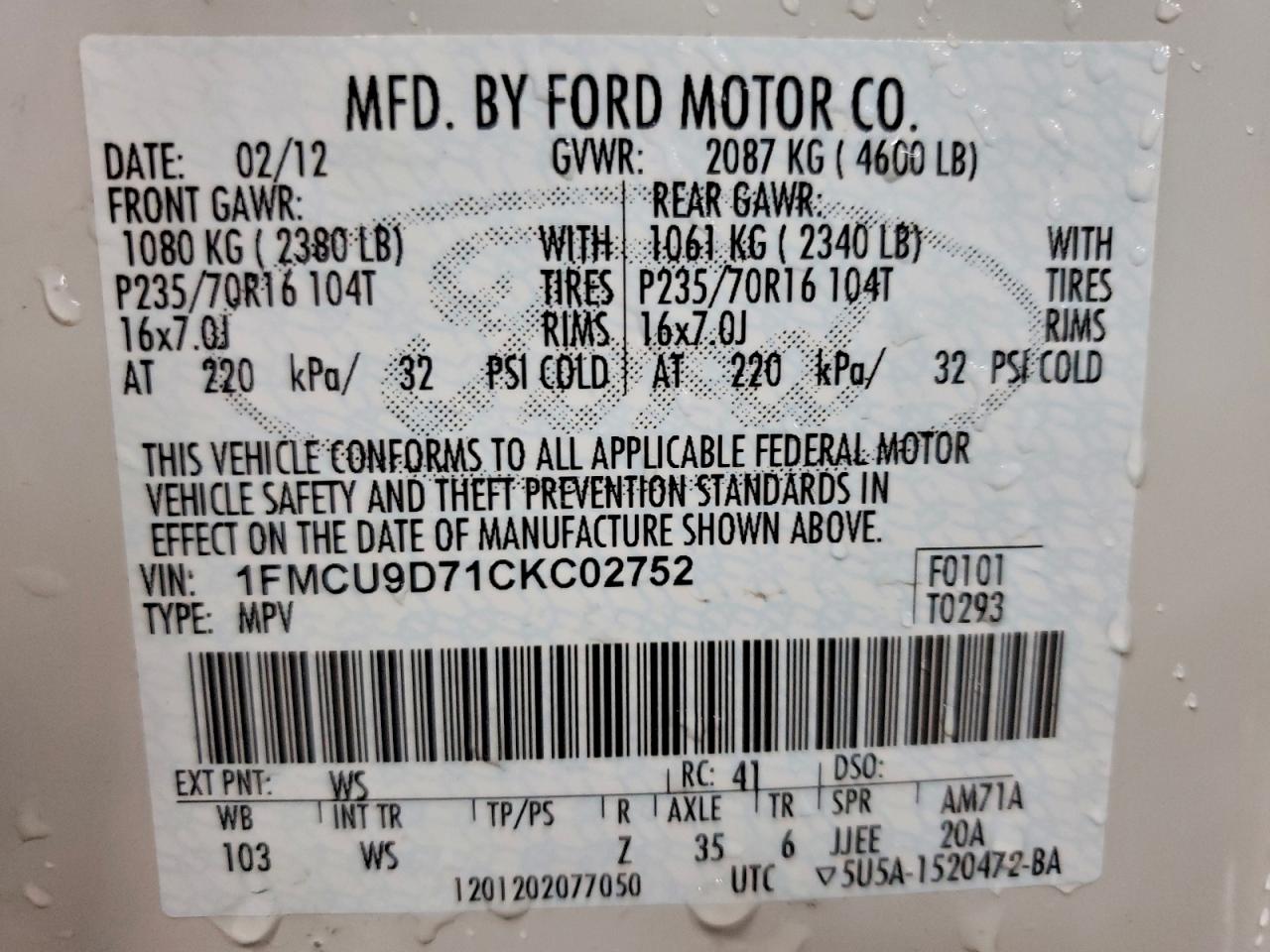 2012 FORD ESCAPE XLT photo 13