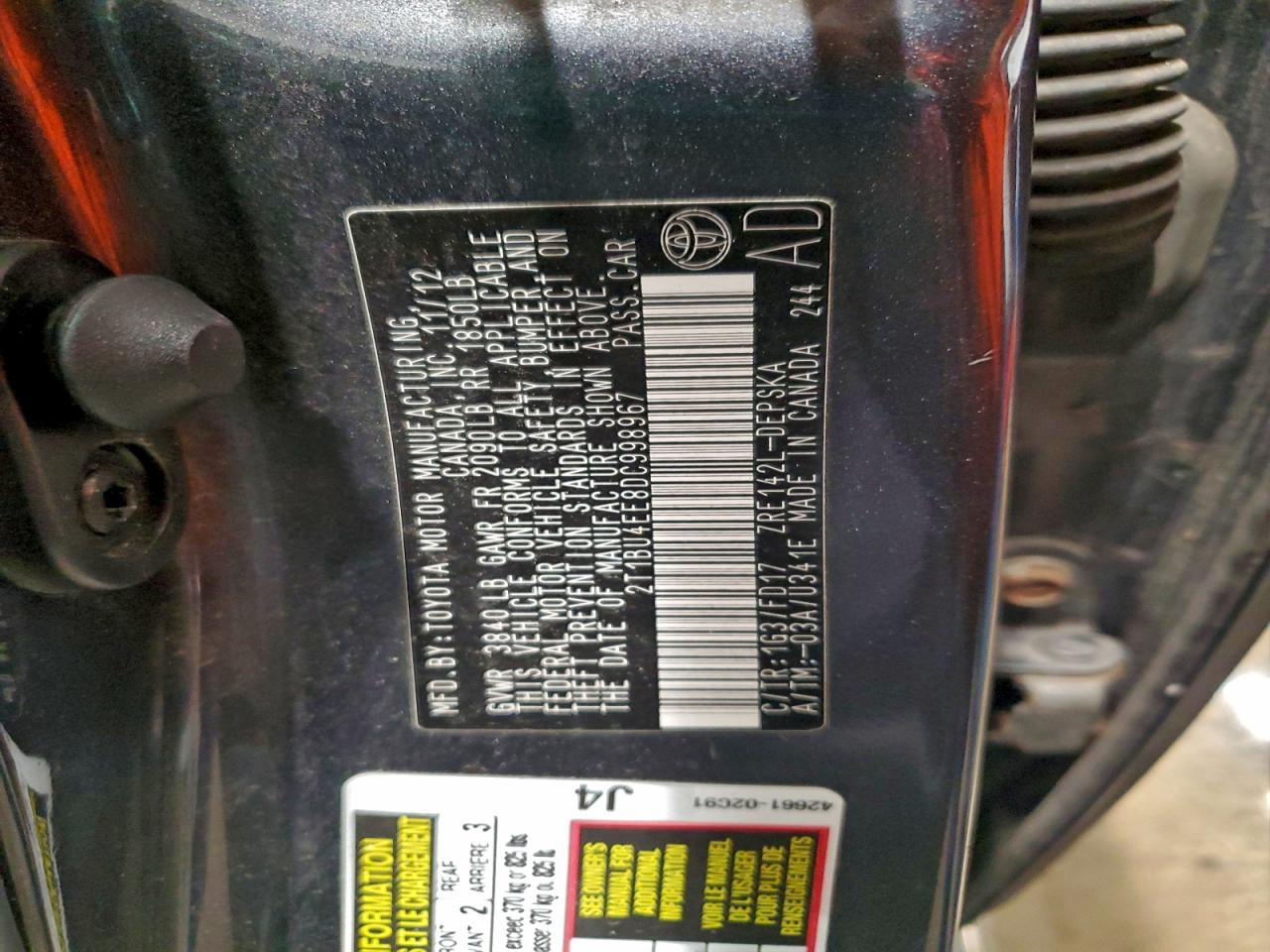 2013 TOYOTA COROLLA BASE photo 13