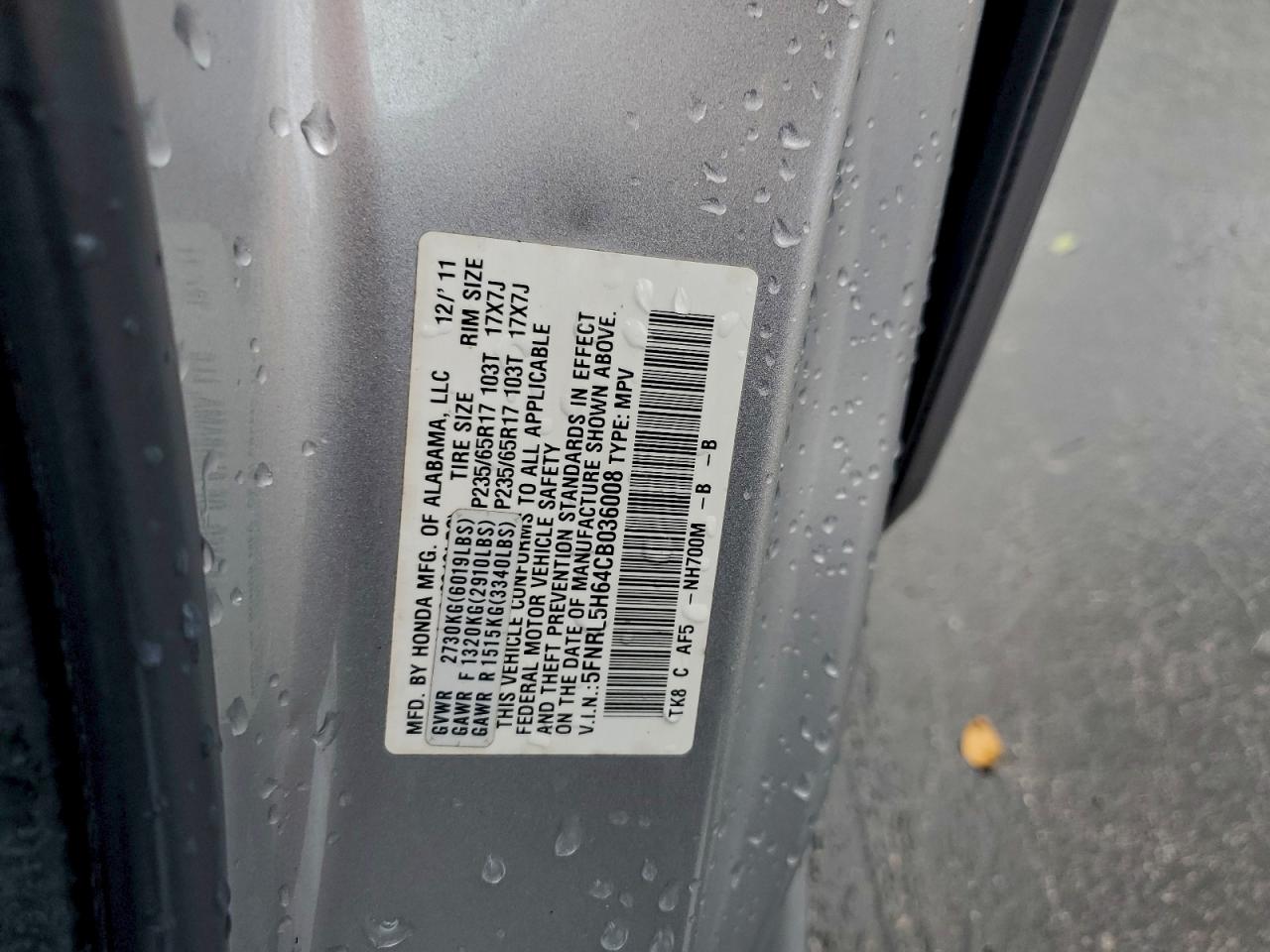 2012 HONDA ODYSSEY EXL photo 12