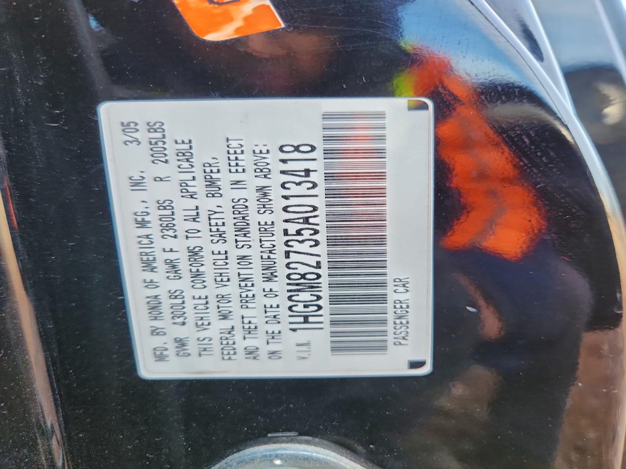 2005 HONDA ACCORD EX photo 12