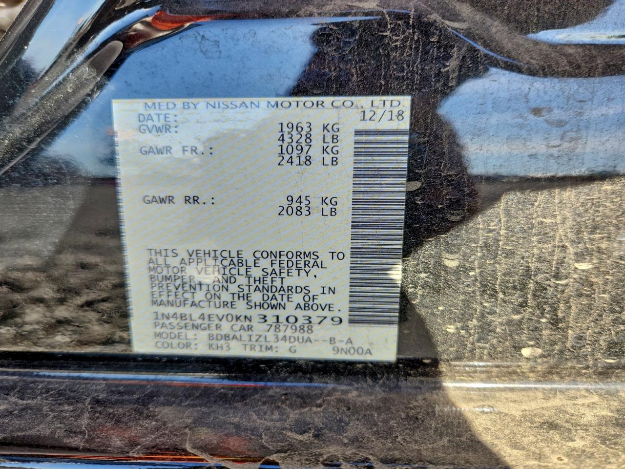 2019 NISSAN ALTIMA SL photo 13
