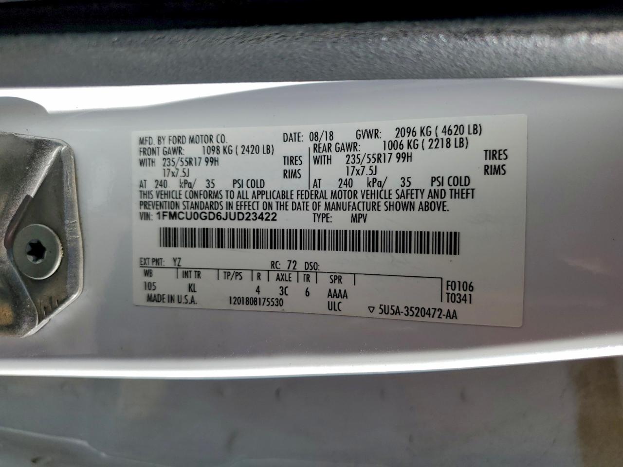 2018 FORD ESCAPE SE photo 25