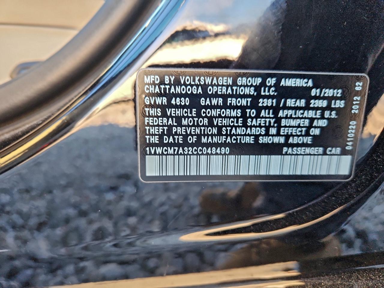 2012 VOLKSWAGEN PASSAT SEL photo 12