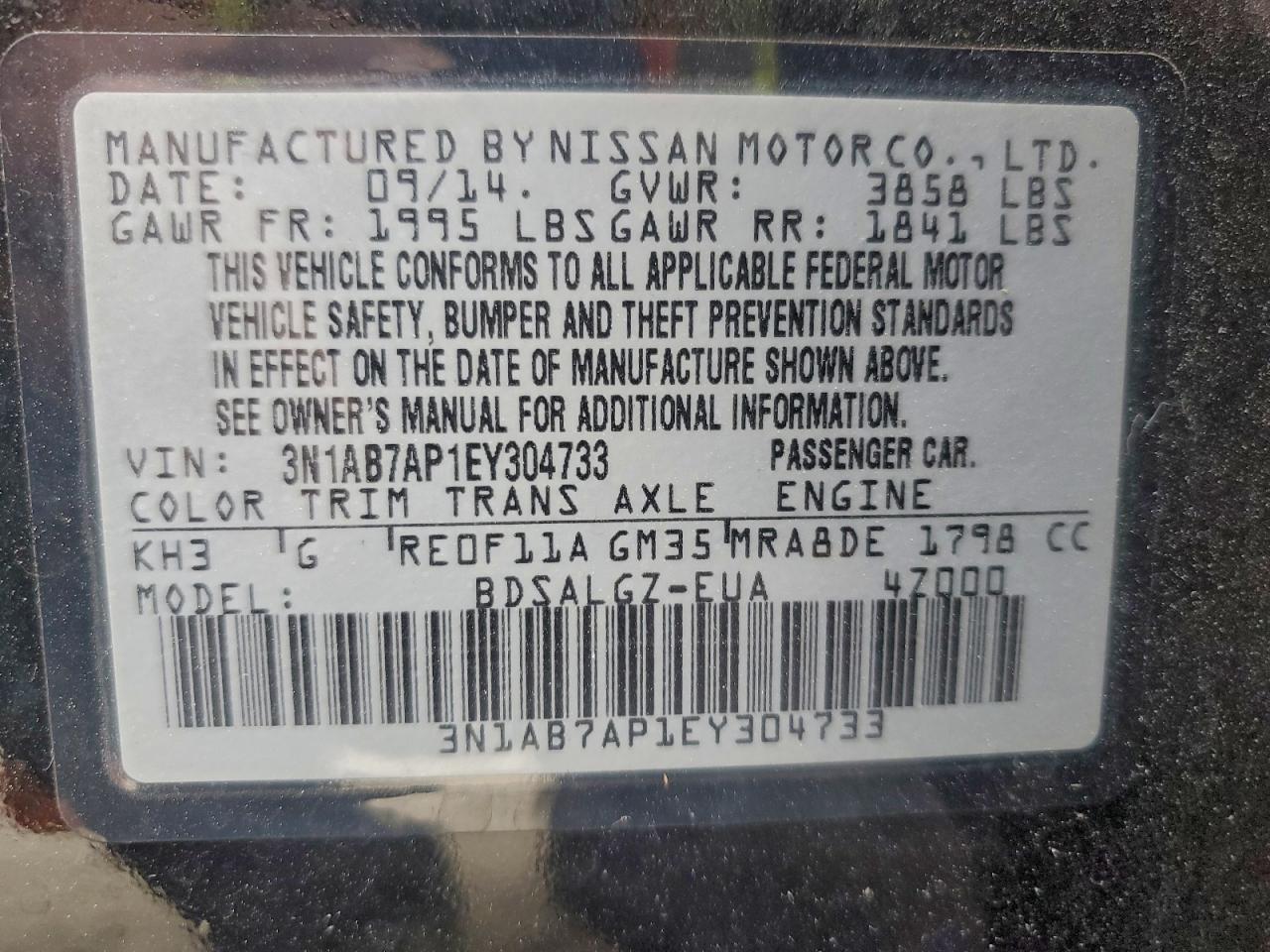 2014 NISSAN SENTRA S photo 13