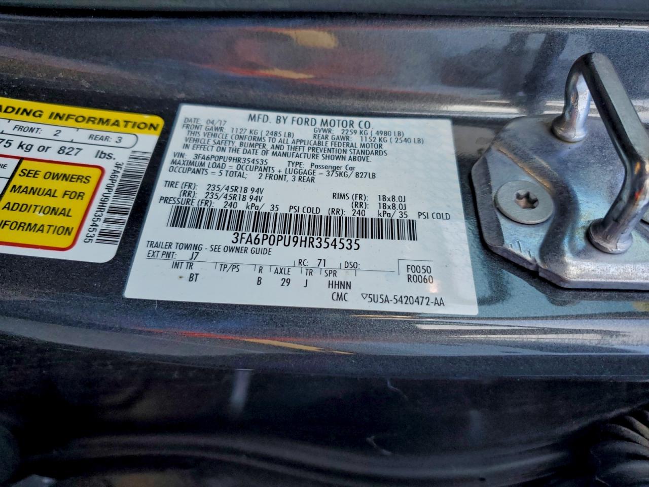 2017 FORD FUSION SE PHEV photo 12