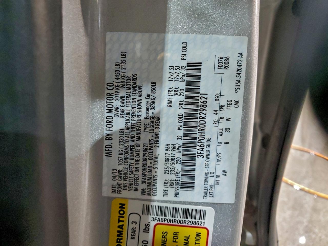 2013 FORD FUSION SE photo 12