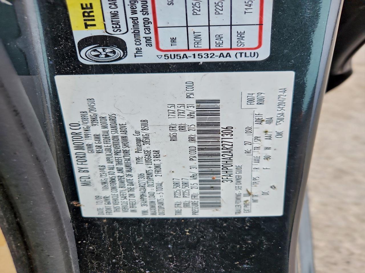 2010 FORD FUSION SE photo 13